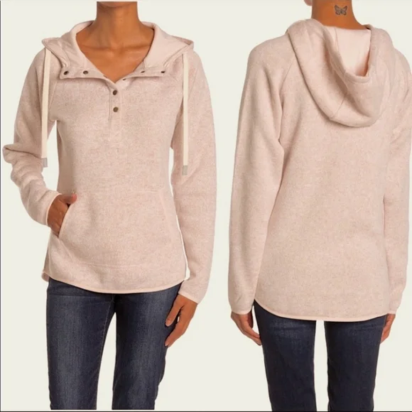 Thread & Supply Dillion Oatmeal Spice Pullover 3/4 Snap Cozy Hoodie Sweatshirt S - Picture 2 of 8